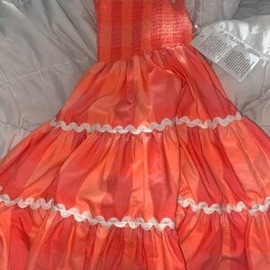 Girls' Coral Tiered Summer Dress Sundress brand  boutique well made xs S 6